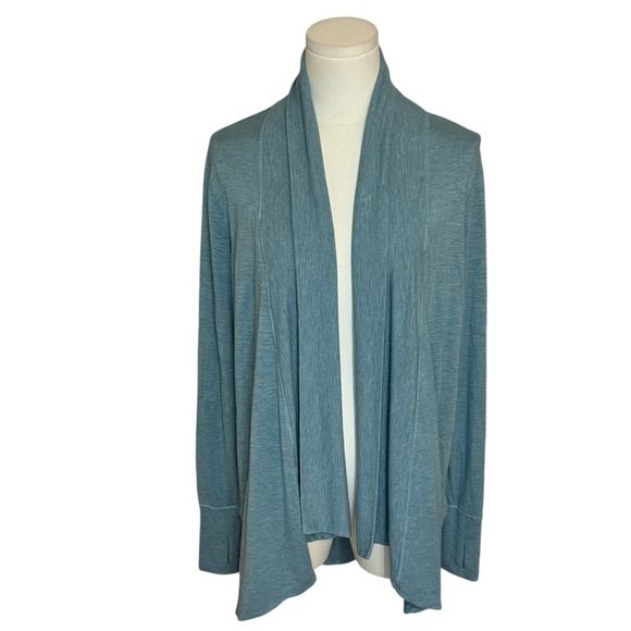 Athleta Cardigan Sweater Soft Long Size S M Blue Pockets‎ Casual Relaxed Fall - Picture 1 of 7